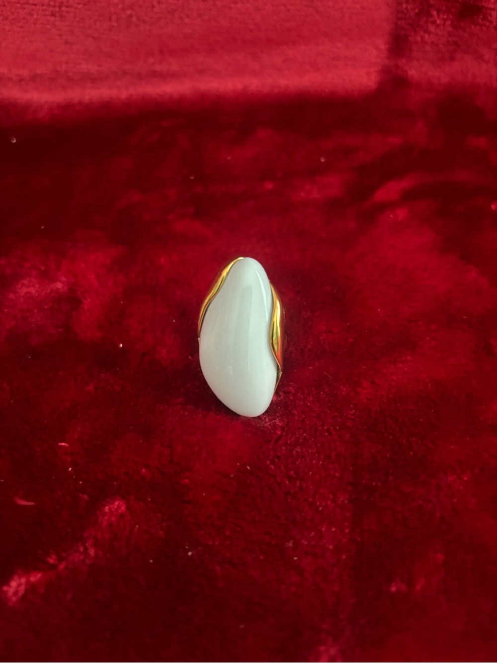 Elegant White Stone Gold-Trim Ring - Women Jewelry